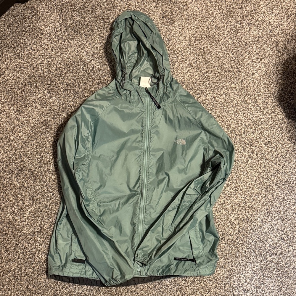 Green Hooded The North Face Windbreaker Jacket